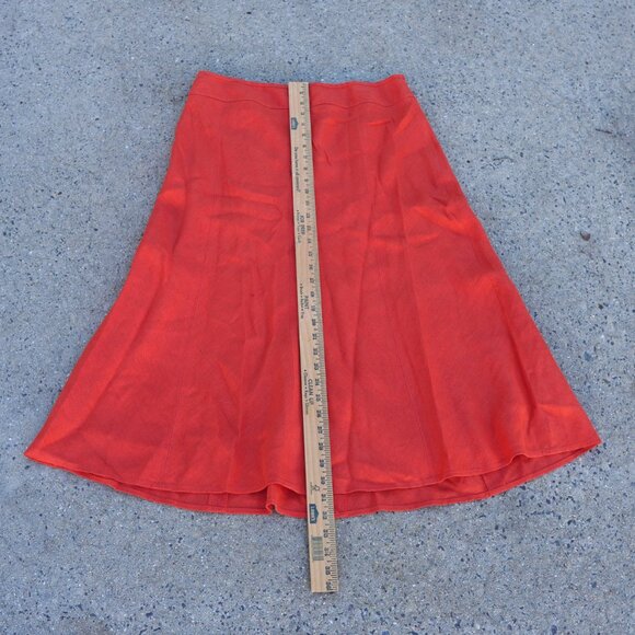 Talbots 16P Pure Irish Linen Orange A-Line Midi Skirt Coastal Grandma - Picture 7 of 10